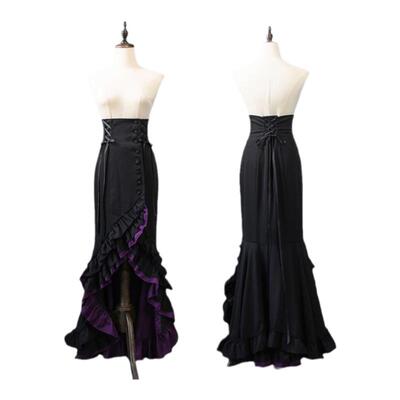 【定金展示】无尽愤怒-紫色红黑哥特鱼尾裙SK姬袖接袖植绒蝙蝠