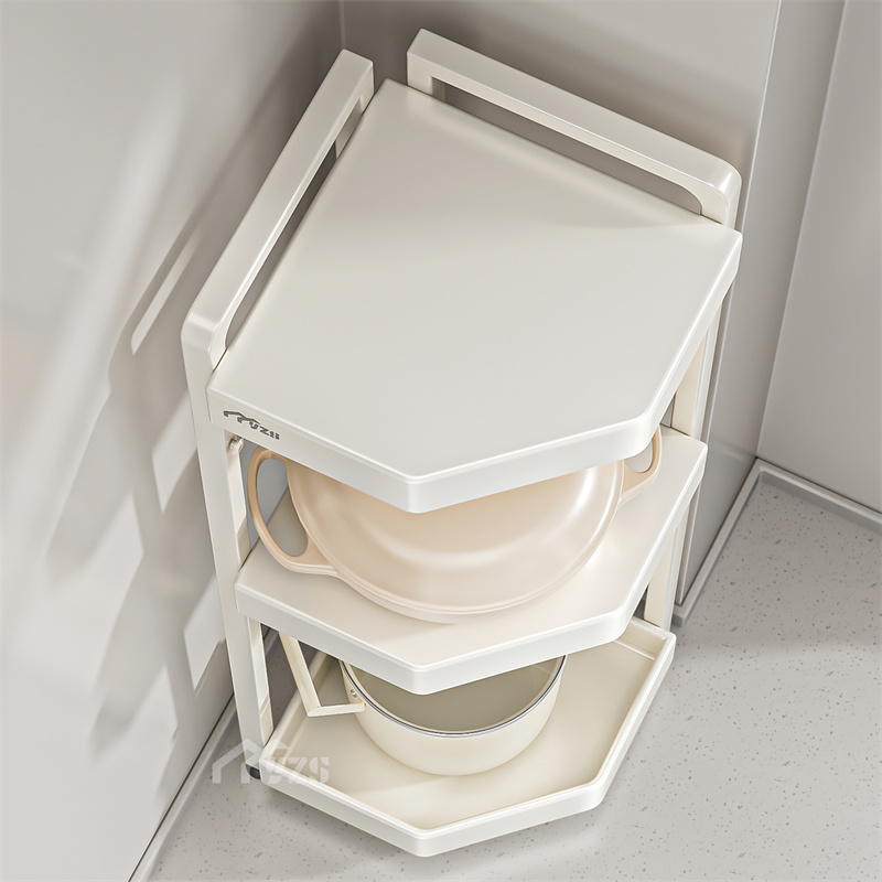 锅具收纳架厨房三脚架转角置物架下水槽多层锅架橱柜放锅分层架子