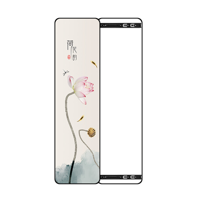 九鱼荷花图玄关镜暗藏式全身镜