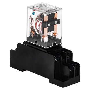 德力西中间继电器220V交流8脚直流12小型14电磁DC24开关380带底座