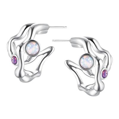 INIZIO小众欧泊弧形耳环原创设计