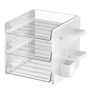 洞洞板桌面文件收纳架办公室工位改造神器学习书桌上多层整理盒