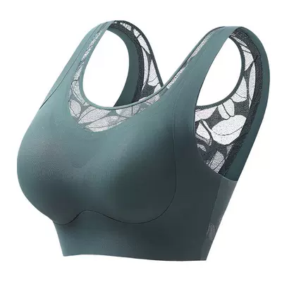 美嘉挺夏季冰丝提拉塑形防震蕾丝美背心女士内衣无痕聚拢上托文胸