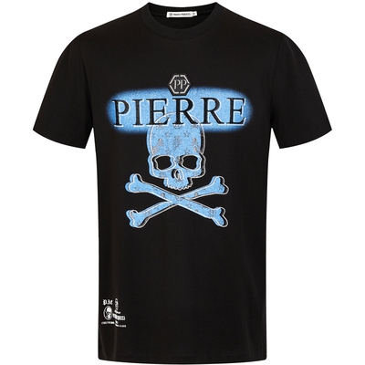 PP意大利轻奢男装2024春夏新款纯棉圆领T恤字母骷髅头修身短袖男