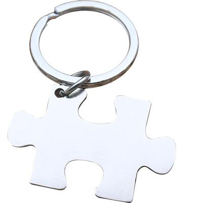 跨境不锈钢拼图款激光彩印钥匙扣