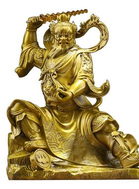 纯黄铜王灵官神像摆件护法神将