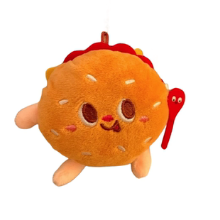 小红书同款创意全套薯条汉堡包包挂件情侣毛绒挂饰男女礼物钥匙扣