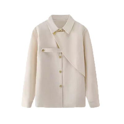 2025秋新款法式美拉德不规则衬衫