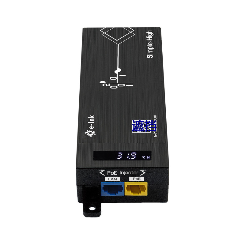 E-lnk 新版电信级千兆AI智能PoE+ 90W供电器带LED显示屏安防监控