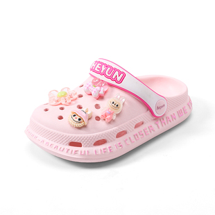拉布布儿童洞洞鞋女童拖鞋夏季新款室内防滑女孩可爱宝宝沙滩凉拖