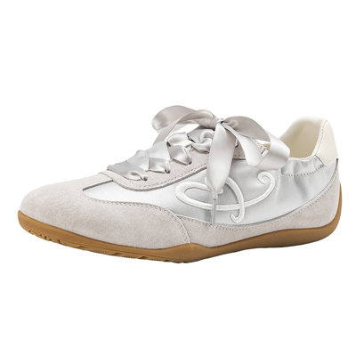 银色芭蕾德训鞋女款复古平底板鞋