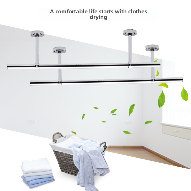 304不锈钢阳台晾衣杆固定式顶置式吊顶晾衣架单杆晾衣杆侧置晾衣