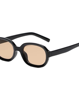 街拍椭圆黑茶太阳镜女凹造型拍照新款网红墨镜男时髦眼镜韩版潮