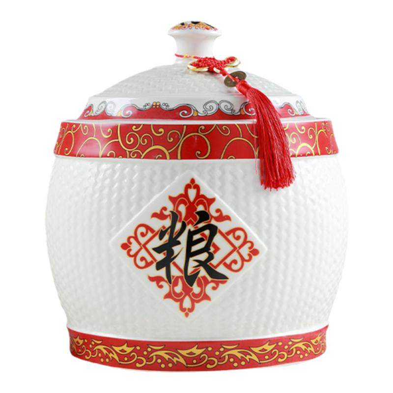 景德镇陶瓷米缸家用防虫米罐储米箱米桶带盖10kg20斤装密封桶防潮