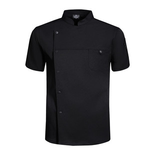 酒店厨师工作服男女短袖总厨工衣高档厨师长服装夏季套装纯棉透气