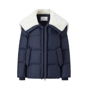 小飞侠 摩萨克冬新款白鸭绒90宽松连帽翻领羽绒服外套女