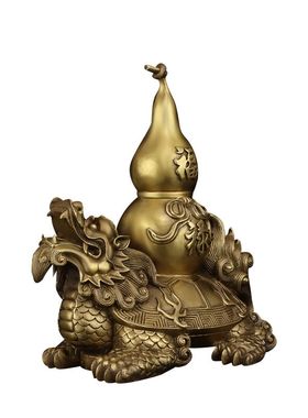 纯铜龙龟摆件龙头龟背葫芦招财