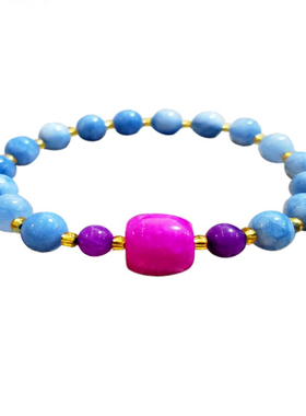 锦石阁天然精美玉蓝色玛瑙手链