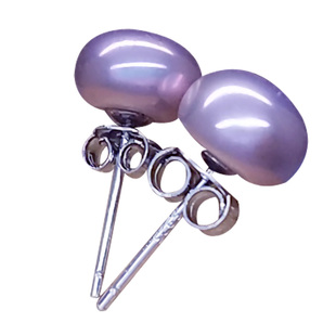 古蒂天然淡水小珍珠耳钉雅致风粉紫色简约耳环S925纯银防过敏耳饰