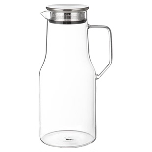 霜山冷水壶玻璃凉水壶1.6L大容量泡茶壶家用耐高温扎壶夏季果茶壶