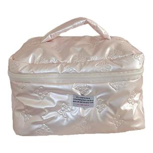 少女心粉色蝴蝶结化妆包ins风便携旅行洗漱包大容量化妆品收纳包