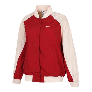 NIKE耐克女子2026春季新款运动红色立领梭织夹克外套IF0333-613
