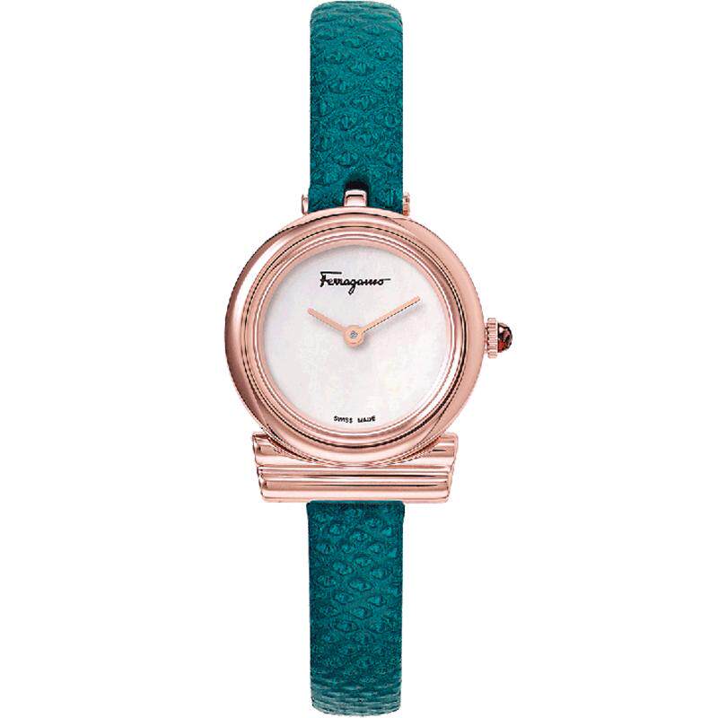 【自营】FERRAGAMO/菲拉格慕手表女轻奢时尚女士翡翠绿皮带表送礼