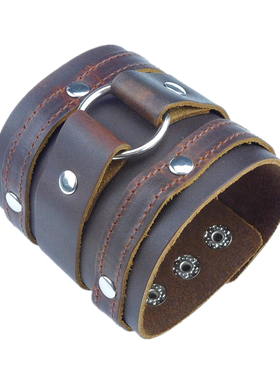 三条皮大圆圈棕咖啡色装饰品牛皮