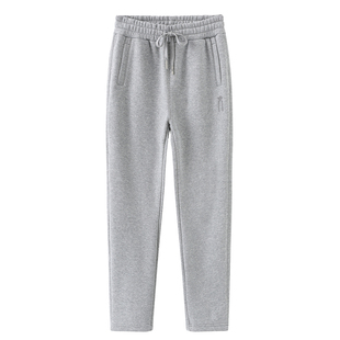 春秋季新款浅灰色运动裤女直筒宽松高腰休闲毛圈棉冬季加绒卫裤