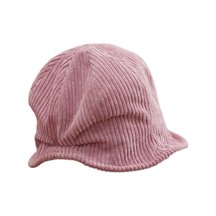 软泥酱~灯芯绒加厚保暖渔夫帽2025新款女秋冬复古百搭显脸小帽子