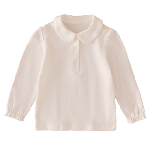 儿童纯白色POLO衫男女童校服演出服幼儿园宝宝打底衫学生毛衣内搭