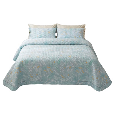 纯棉斜纹春秋款三件套床盖绗缝款