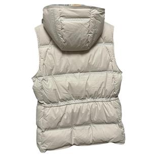 无胆直冲带帽保暖显瘦收腰抽绳90白鸭绒羽绒马甲背心女冬中长外套