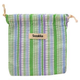 ins风条纹抽绳束口收纳袋便携化妆包小型旅行分装袋杂物收纳包