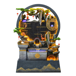 假山水幕墙流水生财摆件循环水景客厅喷泉造景隔断屏风招财风水轮