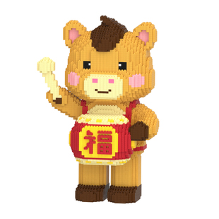 45CM福小猪积木拼装玩具大颗粒立体摆件成人男女孩新年礼物