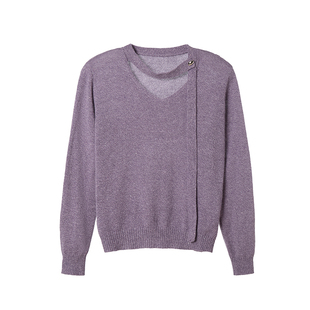 VIEA.ING薇迎商场同款紫色针织衫女2026春季新款韩系毛衣套头上衣