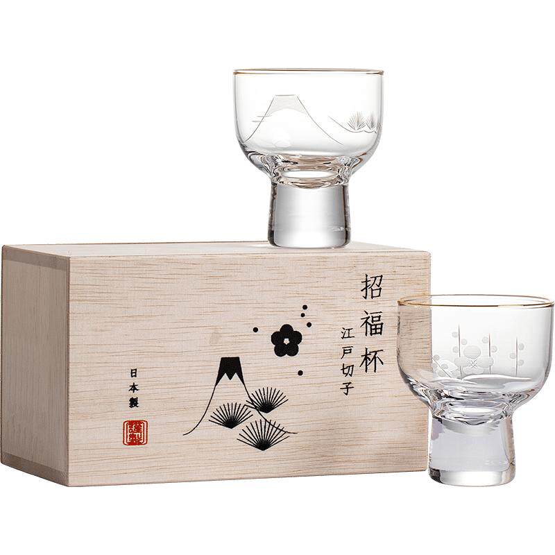 日本进口东洋佐佐木清酒杯礼盒套装日式江户切子玻璃白酒杯小杯子