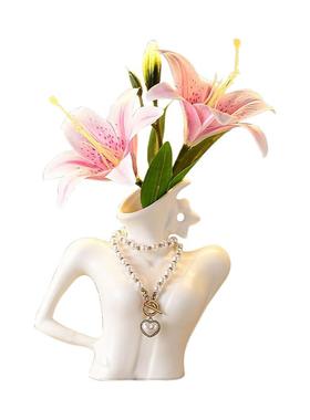 简约ins风人体锁骨花瓶装饰摆件