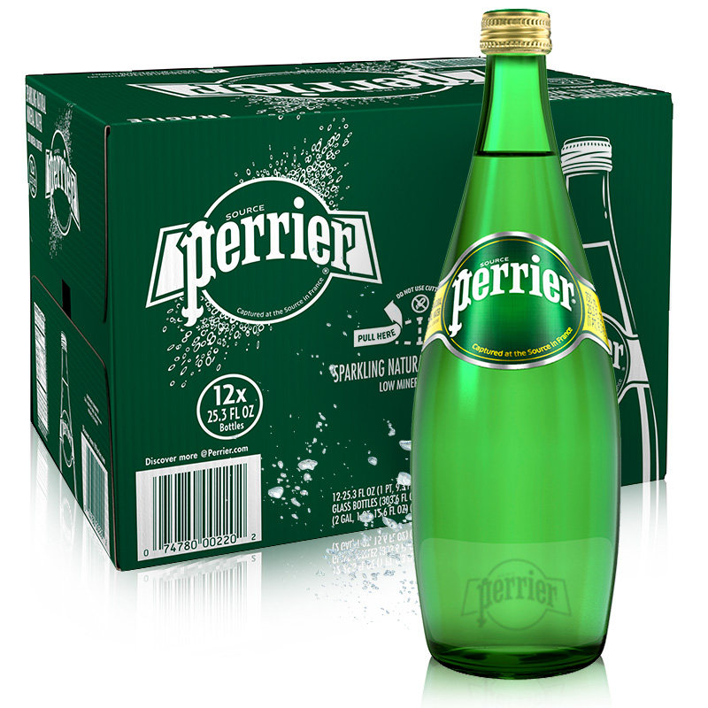 法国进口Perrier巴黎水500ml*24瓶含气矿泉水柠檬气泡水饮料
