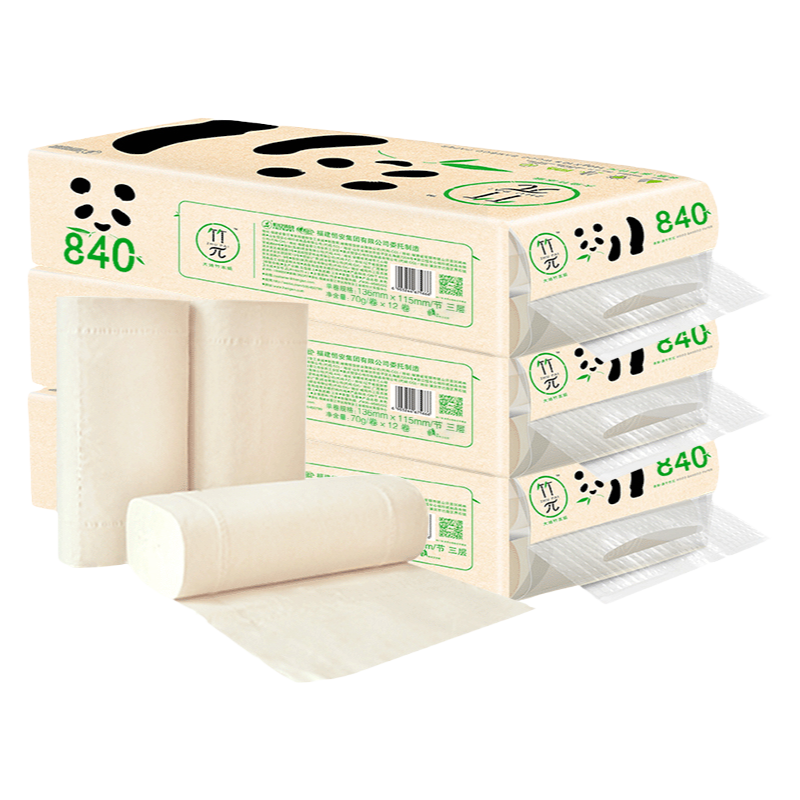 心相印竹π无芯卷纸卫生纸巾竹浆4层加厚72卷家用实惠装厕纸手纸