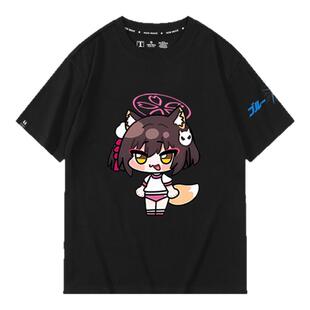 蔚蓝档案动漫游戏羽川莲见泉奈纯子夏季纯棉短袖T恤男女情侣衣服