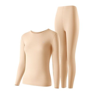 猫人保暖内衣女加厚羊毛蚕丝套装