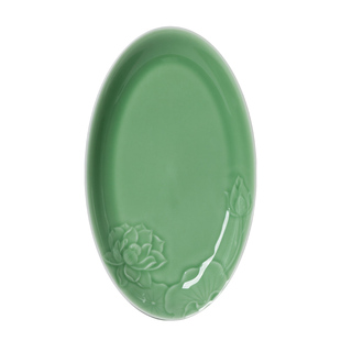 龙泉青瓷鱼盘家用2025新款陶瓷蒸鱼专用盘子高级感大号鱼碟子鱼盆