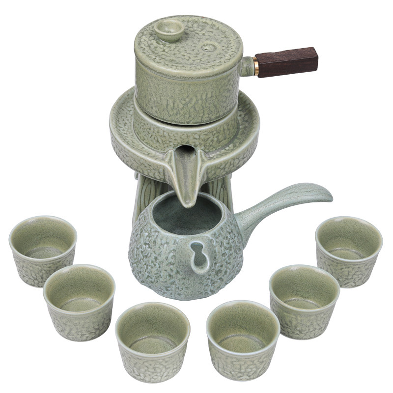 懒人泡茶器石磨半自动过滤陶瓷功夫茶具套装创意防烫茶壶茶杯盖子
