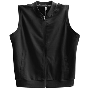 男士夏季薄款纯棉马甲无袖t恤背心 棒球服领宽松大码加肥加大学生
