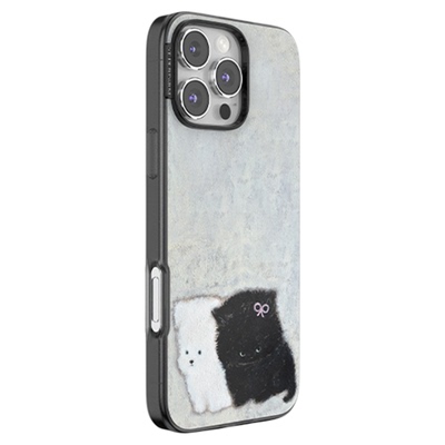 【毛绒故事·手机壳】PopSockets泡泡骚磁吸气囊支架防摔手机壳适用苹果iPhone17/16/15镜面 小猫