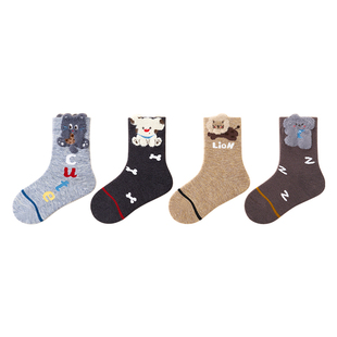 【羊毛袜】男童袜子秋冬毛绒高筒袜儿童冬季加绒加厚保暖绵羊毛袜