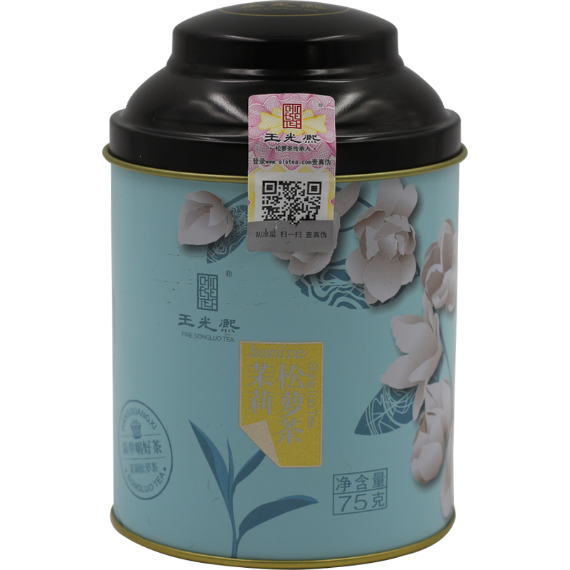 茉莉飘雪花茶浓香型松萝茶茉莉绿茶小包装曲螺王光熙牌包装散罐装