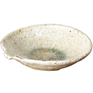 小葵川町屋日本进口信乐烧山本一仁手作粉引平片口盘日料多用餐盘